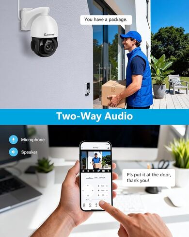 Jennov 4K 8MP POE PTZ Camera Outdoor, 20X Optical Zoom Security Camera with 360° Pan&90° Tilt, Human Detection, 320ft IR Night Vision, Auto Tracking, 24/7 Recording, Only Work with Onvif POE NVR in Kuwait