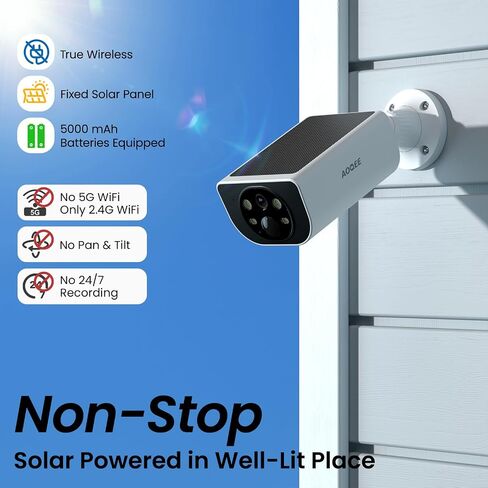 AOQEE 2K Cameras for Home Security, Solar Powered & Waterproof, S1 4Pack | IP65 Wireless Security Camera Outdoor with AI Motion Detection, Non-Stop Solar Charging, Color Night Vision, TF/Cloud Storage in Saudi Arabia