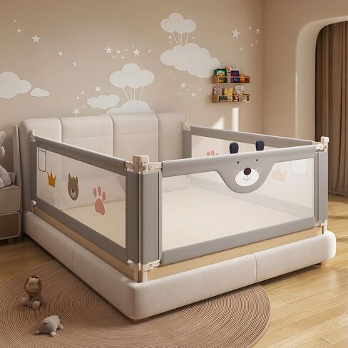 Heighten Bed Guard Rail for Toddlers Upgraded Twin, Full, Queen, King & Calking Mattress Size Swing Down Rail Guard Mattress Side Rail for Kids (Twin) in Kuwait