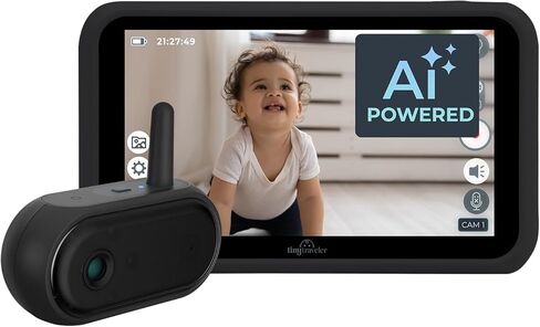 Tiny Traveler Ai Smart Wireless Baby Car Monitor (TT006B) - AI-Powered Safety Alerts: Cry/Laugh/Stand Detection, Virtual Fense, Long Range 1000ft Night Vision Lullabies Night Light - Black in Kuwait