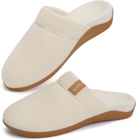 ERGOfoot Womens Orthopedic Slippers with Arch Support, Slip On | Plantar Fasciitis Relief, Orthotic Closed Toe House Shoes with Non-Slip Rubber Sole, Breathable Material in Kuwait