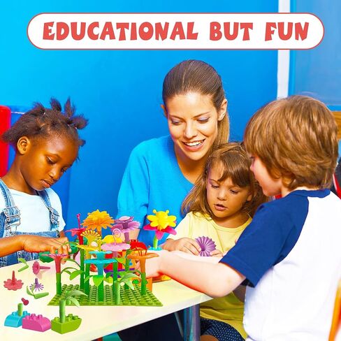 IQKidz 3-6 Years Old Toddler Toys - Flower Garden Building Toy with Insect Pegs, Educational Activity Gifts for Girls Preschool-Kindergarten, 153Pcs STEM Stacking Pretend Play Set in Kuwait