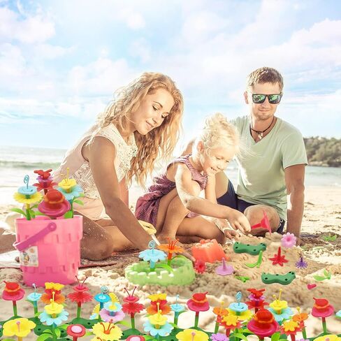 IQKidz 3-6 Years Old Toddler Toys - Flower Garden Building Toy with Insect Pegs, Educational Activity Gifts for Girls Preschool-Kindergarten, 153Pcs STEM Stacking Pretend Play Set in Kuwait