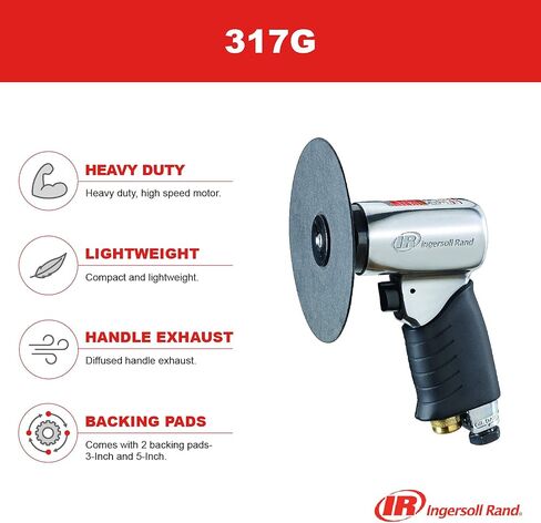 Ingersoll Rand 317G-A EDGE Series High Speed Air Sander | Features a 5" diameter sanding pad and 18,000 rpm for fast, smooth surface preparation in Kuwait