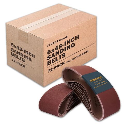 POWERTEC 3PK 6 x 48 Inch Sanding Belts, 120 Grit Aluminum Oxide 6x48 Belt Sander Sanding Belt for Bench Belt Sander, Woodworking & Paint Sanding, Metal Polishing (110213) in Kuwait