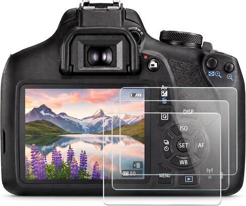 Screen Protector For Canon EOS Rebel T7 T6 T5 [3-Pack] Tempered Glass | Clear 9H Tempered Glass Screen Protector for Canon Eos Rebel t6. Slim 0.3mm Touch, With 3-pack And Storage Case in Kuwait