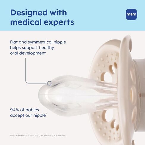 MAM Original Baby Pacifier 6-16 Mths, Skin Soft Silicone Nipple, 2 Pack | BPA-Free Skin Soft Silicone Nipple, Developed With Medical Experts, With Sterilizer Case, Easy To Clean, Made In Europe in Kuwait