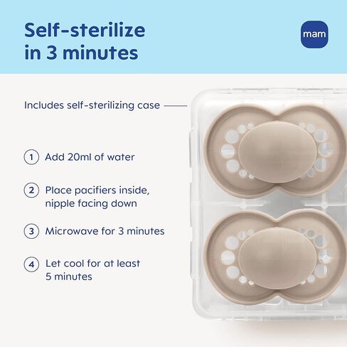 MAM Original Baby Pacifier 6-16 Mths, Skin Soft Silicone Nipple, 2 Pack | BPA-Free Skin Soft Silicone Nipple, Developed With Medical Experts, With Sterilizer Case, Easy To Clean, Made In Europe in Kuwait