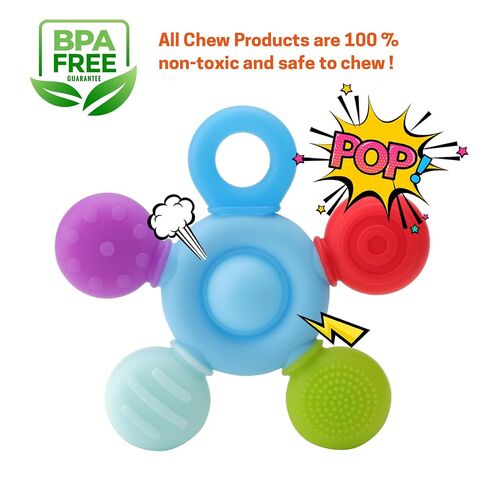 Sensory Chew Necklaces for Kids, Helps Relieve Anxiety & Calm Down | Autism Chew Toys, Food-Grade Silicone, BPA-Free, Multi-Textures, Chewelry for ADHD, SPD, Dishwasher Safe, 2 Pack, Blue+White in Kuwait