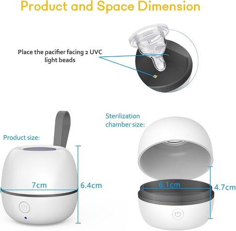 StarWin Pacifier Sanitizer Portable, UV Pacifier Case On The Go, Newborn Pacifier Holder Mini Storage Case for Travel, Keep's Baby's Binkies Clean in Kuwait