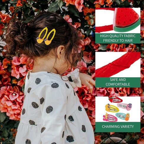 Floral and Fruity Hair Clip for Toddlers, Snap Barrettes for Girls, Non-Slip Baby Accessories, Little Kids Hair Clips, Toddler Girl Hair Clips for Fine Hair and More, (Fruit Design) in Kuwait