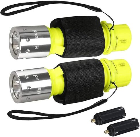 Diving Flashlight with Rechargeable Power Scuba Dive Light IPX8 Waterproof Underwater Flashlight Snorkeling Diving LED High Lumens Torch, 3 Modes with Charger for Underwater Sports(2Pack) | T6 LED Bulb, High Lumens, Shockproof Plastic, 60000Hrs Lifespan,  in Kuwait