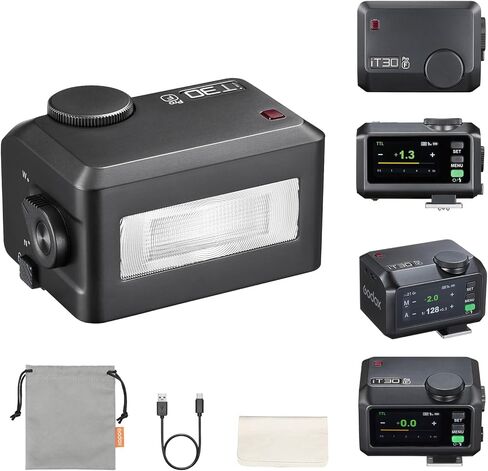 Godox iT30Pro-O iT30 Pro Flash for Olympus Panasonic, iT30Pro O Touchscreen, Built-in Battery, 560 Full Power Flashes, 2.4G Wireless 1/8000 HSS, GODOX iT30ProO iT30 Pro O TTL Flash Speedlight (Black) in Kuwait