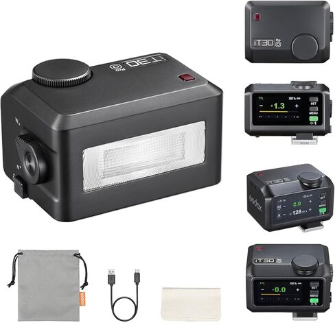 Godox iT30Pro-O iT30 Pro Flash for Olympus Panasonic, iT30Pro O Touchscreen, Built-in Battery, 560 Full Power Flashes, 2.4G Wireless 1/8000 HSS, GODOX iT30ProO iT30 Pro O TTL Flash Speedlight (Black) in Kuwait