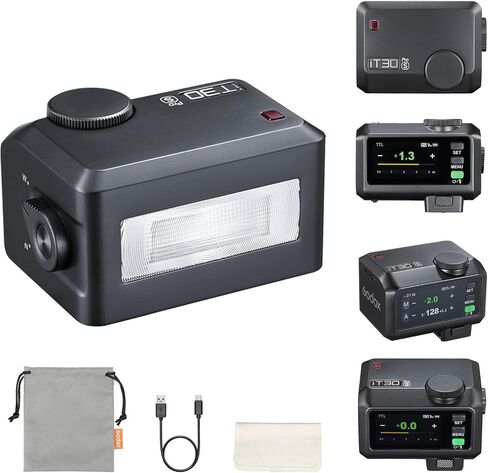Godox iT30Pro-O iT30 Pro Flash for Olympus Panasonic, iT30Pro O Touchscreen, Built-in Battery, 560 Full Power Flashes, 2.4G Wireless 1/8000 HSS, GODOX iT30ProO iT30 Pro O TTL Flash Speedlight (Black) in Kuwait