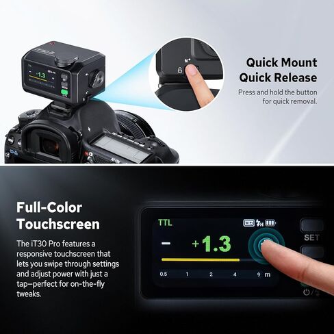 Godox iT30Pro-O iT30 Pro Flash for Olympus Panasonic, iT30Pro O Touchscreen, Built-in Battery, 560 Full Power Flashes, 2.4G Wireless 1/8000 HSS, GODOX iT30ProO iT30 Pro O TTL Flash Speedlight (Black) in Kuwait