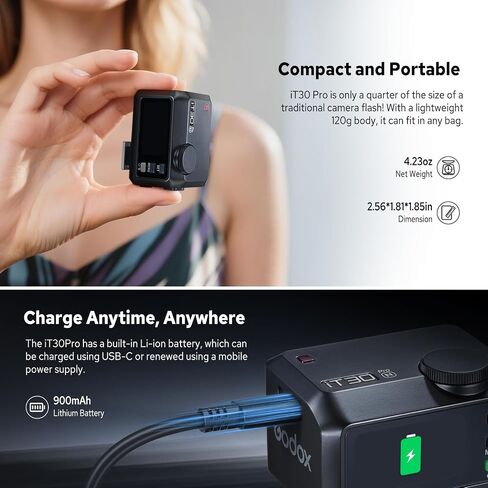Godox iT30Pro-O iT30 Pro Flash for Olympus Panasonic, iT30Pro O Touchscreen, Built-in Battery, 560 Full Power Flashes, 2.4G Wireless 1/8000 HSS, GODOX iT30ProO iT30 Pro O TTL Flash Speedlight (Black) in Kuwait