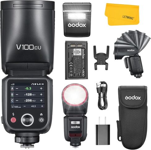 Godox V100 F V100-F Flash for Fuji, 2.4G 100W TTL Fujifilm Speedlite HSS 1/8000S, Touchscreen Control, Lithium Battery, 400 FulI Power Flashes, External Fujifilm Flash for Photography(USA Version) in Saudi Arabia