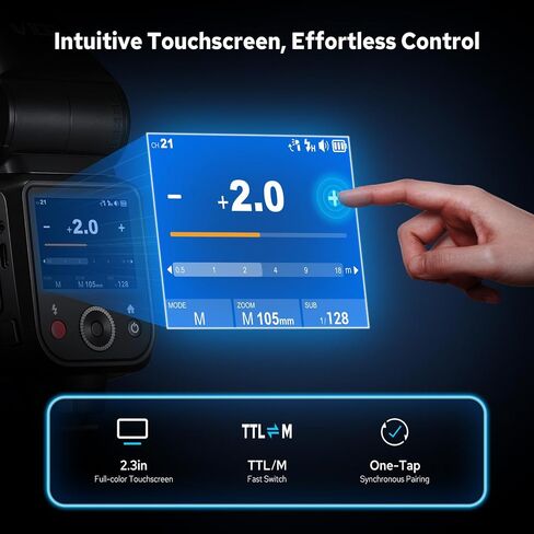 Godox V100 F V100-F Flash for Fuji, 2.4G 100W TTL Fujifilm Speedlite HSS 1/8000S, Touchscreen Control, Lithium Battery, 400 FulI Power Flashes, External Fujifilm Flash for Photography(USA Version) in Saudi Arabia