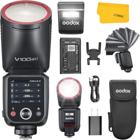 Godox V100 F V100-F Flash for Fuji, 2.4G 100W TTL Fujifilm Speedlite HSS 1/8000S, Touchscreen Control, Lithium Battery, 400 FulI Power Flashes, External Fujifilm Flash for Photography(USA Version) in Saudi Arabia