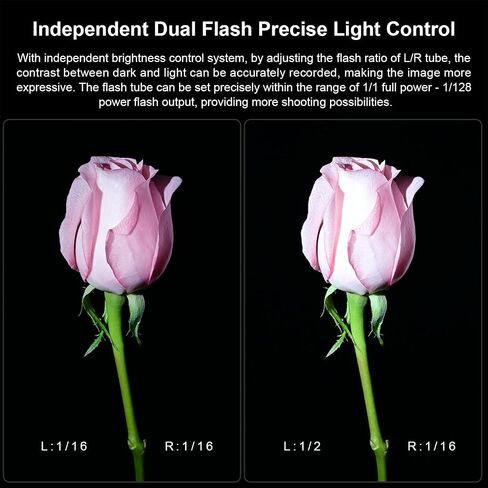 Fomito Mini Macro Flash, Single Contact Hotshoe, Three-Head with 13pcs Diffuser and Type-C Cable, 8 Levels of Adjustable Brightness, 9-Stop LED Light Effect, Built-in 3.7V/2000mAh Battery - 17.52inch in Saudi Arabia