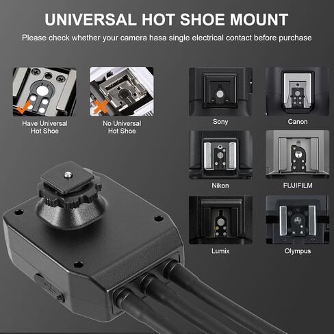 Fomito Mini Macro Flash, Single Contact Hotshoe, Three-Head with 13pcs Diffuser and Type-C Cable, 8 Levels of Adjustable Brightness, 9-Stop LED Light Effect, Built-in 3.7V/2000mAh Battery - 17.52inch in Saudi Arabia