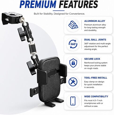 Truck Phone Mount for Freightliner SD 112 2000–2009, | 360°Adjustable Arm Phone Mount for Truck Handlebar,Adjustable Arm Phone Mount for Truck Handlebar for Truck, Pickup, SUV in Kuwait