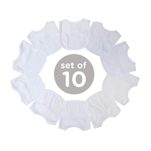 Neat Solutions 2-Ply Knit Terry Solid Color Feeder Bibs in White - 10 Count(Pack of 1) in Kuwait