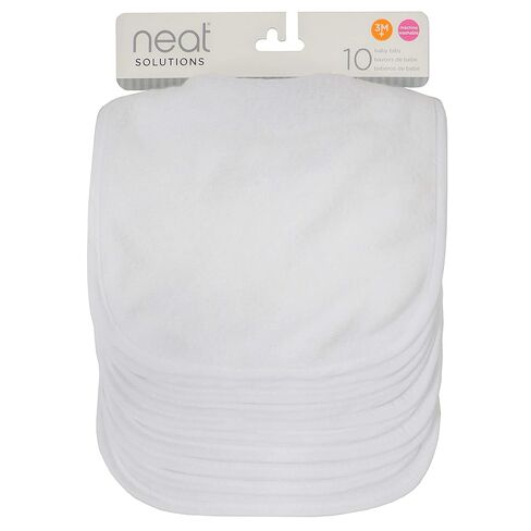 Neat Solutions 2-Ply Knit Terry Solid Color Feeder Bibs in White - 10 Count(Pack of 1) in Kuwait