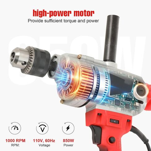 Electric Drill Mixer 4280W, Mud Motor Corded Heavy Duty Cement Mixer | Adjustable Speed Electric Mixing Drill Machine, Max 1000 RPM for Woodworking DIY in Kuwait