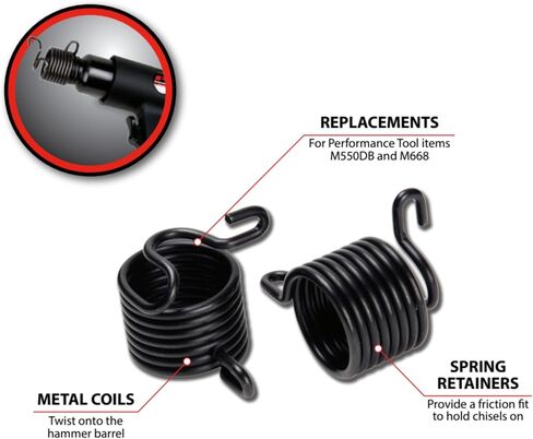 Performance Tool M696 Replacement Retainer Springs for Air Hammers - Compatible with M550DB and M668 Models in Kuwait