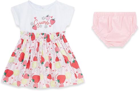 GUESS Baby Girls' Short Sleeve Dress and Jersey Diaper Cover in Kuwait
