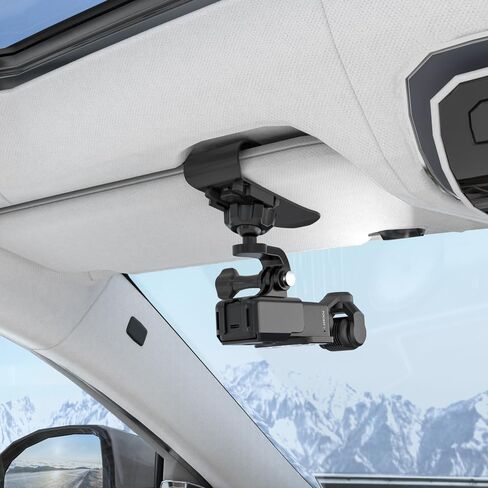 Car Sun Visor Mount, Quick Clip Sun Visor Mount with Universal Ball J Hook Compatible with GoPro Hero 13 12 11 10 9 8 7 6 5 Black,DJI Osmo Action 5 pro/4/3,AKASO and More in Kuwait