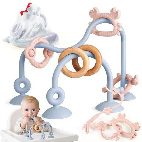 Baby Suction Cup Sensory Toy - Gentle 24hr Adhesion Montessori Sensory Teething Highchair Toy Gift for 0-6 6-12 Months Babies, Interactive Silicone Bath Teether Toys for Infants, Toddlers in Kuwait