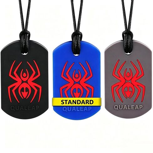 Xtra Tough (XT) Spider Sensory Chew Necklace for Kids (3 Pack) - Chewing Teething Necklace Teether Necklace Chew Toys - Designed for Chewing, Autism Sensory Teether Toy (Toughest - Aggressive Chewer) in Kuwait