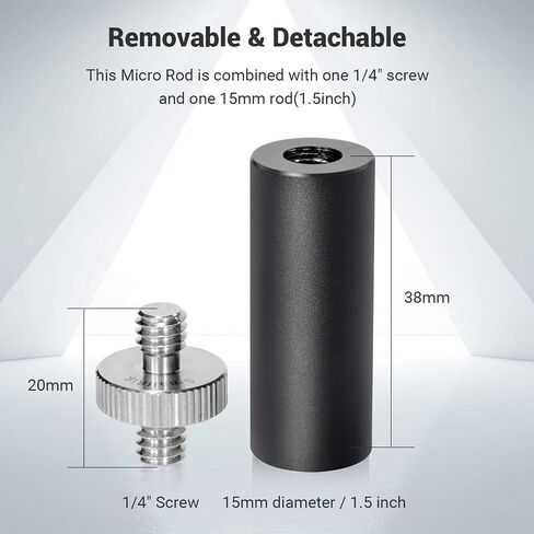 SMALLRIG Standard 15mm Micro Rod 1.5 Inches Long with 1/4" Male Female Thread for Clamp Mount - 915 in Kuwait