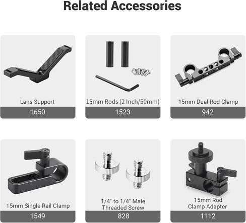 SMALLRIG Standard 15mm Micro Rod 1.5 Inches Long with 1/4" Male Female Thread for Clamp Mount - 915 in Kuwait