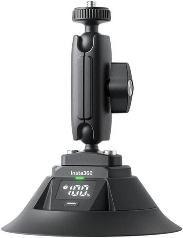Insta360 Electric Suction Cup Mount - Action Camera Car Mount with Adjustable Double Ball Head for Off-Road Drives, Automatic Suction, Suction & Battery Life Monitor, Third-Person GTA Shots in Kuwait
