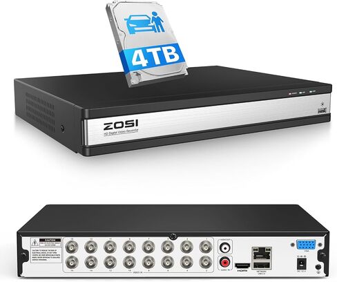 ZOSI H.265+ 16 Channel 3K Lite CCTV DVR Recorder, Hybrid 4-in-1, 4TB HDD | Support Analog AHD TVI CVI Cameras, AI Human Vehicle Detection, Alert Push, Remote Access, 16CH Security DVR in Kuwait
