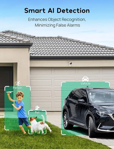 winees Security Cameras Outdoor, Wired 2K Wi-Fi Cameras for Home Security, 2.4G Indoor Camera, Human/Pet AI Detection, Color Night Vision, 2-Way Audio, Support Cloud/128G SD Card Storage | 2.4G Indoor Camera, Human/Pet AI Detection, Color Night Vision, 2- in Kuwait