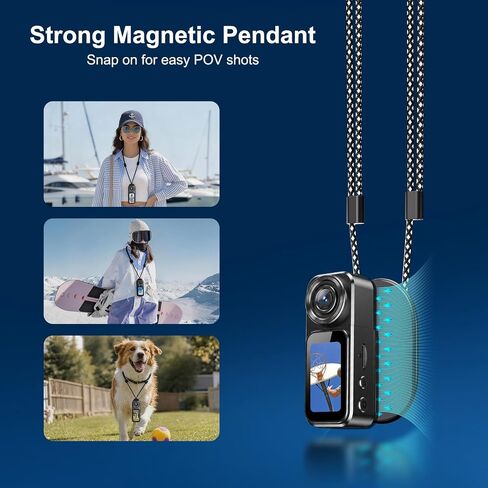 4K Mini Body Camera with Audio and Video Recording, 64GB Wearable POV Action Cam with 1.47" Screen, 180° Rotating Lens, Magnetic & Clip Mount, Thumb-Size Sports Camera for Outdoor, Travel, Pets in Kuwait