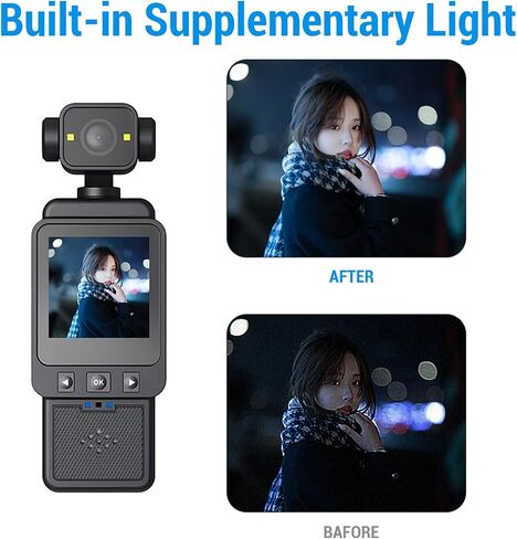 LICAEVEY Body Camera with Audio and Video Recording, 1080P HD Wearable Camcorder with Night Vision & Stabilization, for Security Work, Travel, Vlogging in Kuwait