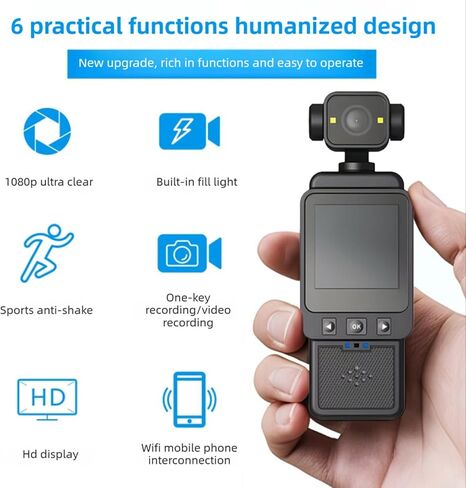LICAEVEY Body Camera with Audio and Video Recording, 1080P HD Wearable Camcorder with Night Vision & Stabilization, for Security Work, Travel, Vlogging in Kuwait