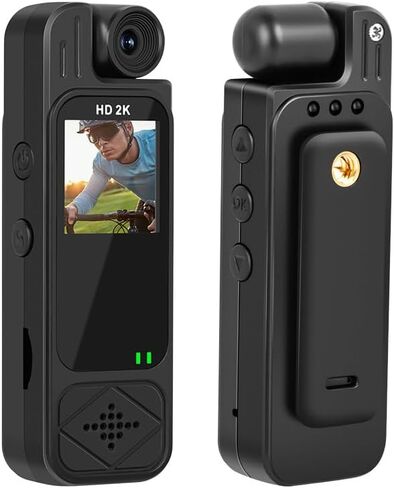 Mini Body Camera HD 2K 10 Hrs Portable Video Recorder with 180° Rotatable Lens Wearable Camcorder with Night Vision & Motion Detection &Photo Police Body Cam with Audio Sound for Sport/Delivery/Travel in Kuwait
