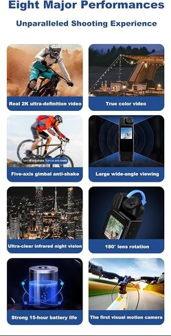 Mini Body Camera HD 2K 10 Hrs Portable Video Recorder with 180° Rotatable Lens Wearable Camcorder with Night Vision & Motion Detection &Photo Police Body Cam with Audio Sound for Sport/Delivery/Travel in Kuwait