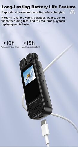 Mini Body Camera HD 2K 10 Hrs Portable Video Recorder with 180° Rotatable Lens Wearable Camcorder with Night Vision & Motion Detection &Photo Police Body Cam with Audio Sound for Sport/Delivery/Travel in Kuwait