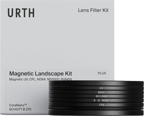 Urth 77mm Magnetic 5-in-1 Lens Filter Kit (Plus) — UV, Circular Polarizing (CPL), Neutral Density ND64, ND1000, Soft Grad ND8, Multi-Coated Optical Glass, Ultra-Slim Camera Filters in Kuwait