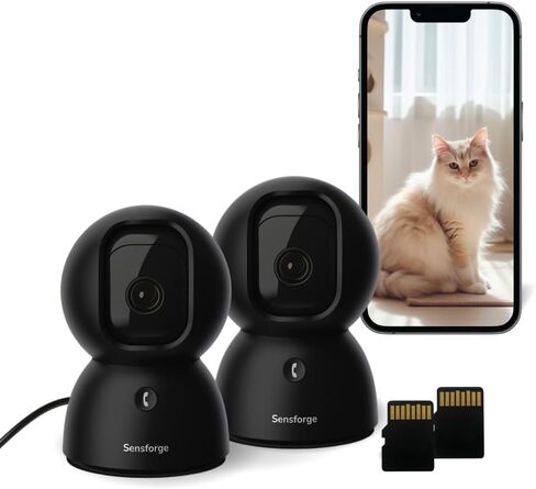 SensForge 2.5K Indoor Pan-Tilt Security Camera, 360° Dual-Band 2.4/5GB Wi-Fi Camera for Home, Free AI Human & Pet Detection, 64GB SD Card Included, Two-Way Talk, No Subscription Required(1, White) in Saudi Arabia