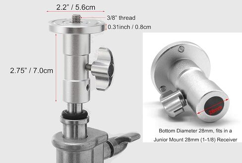 PHOCUS Baby Ball Head Adapter (5/8" Stud to 3/8" Thread), C Stand Camera Mount Adapter for Tripod Head on Photography Light Stand with Baby Pin or Junior Receiver in Kuwait