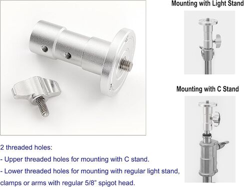 PHOCUS Baby Ball Head Adapter (5/8" Stud to 3/8" Thread), C Stand Camera Mount Adapter for Tripod Head on Photography Light Stand with Baby Pin or Junior Receiver in Kuwait